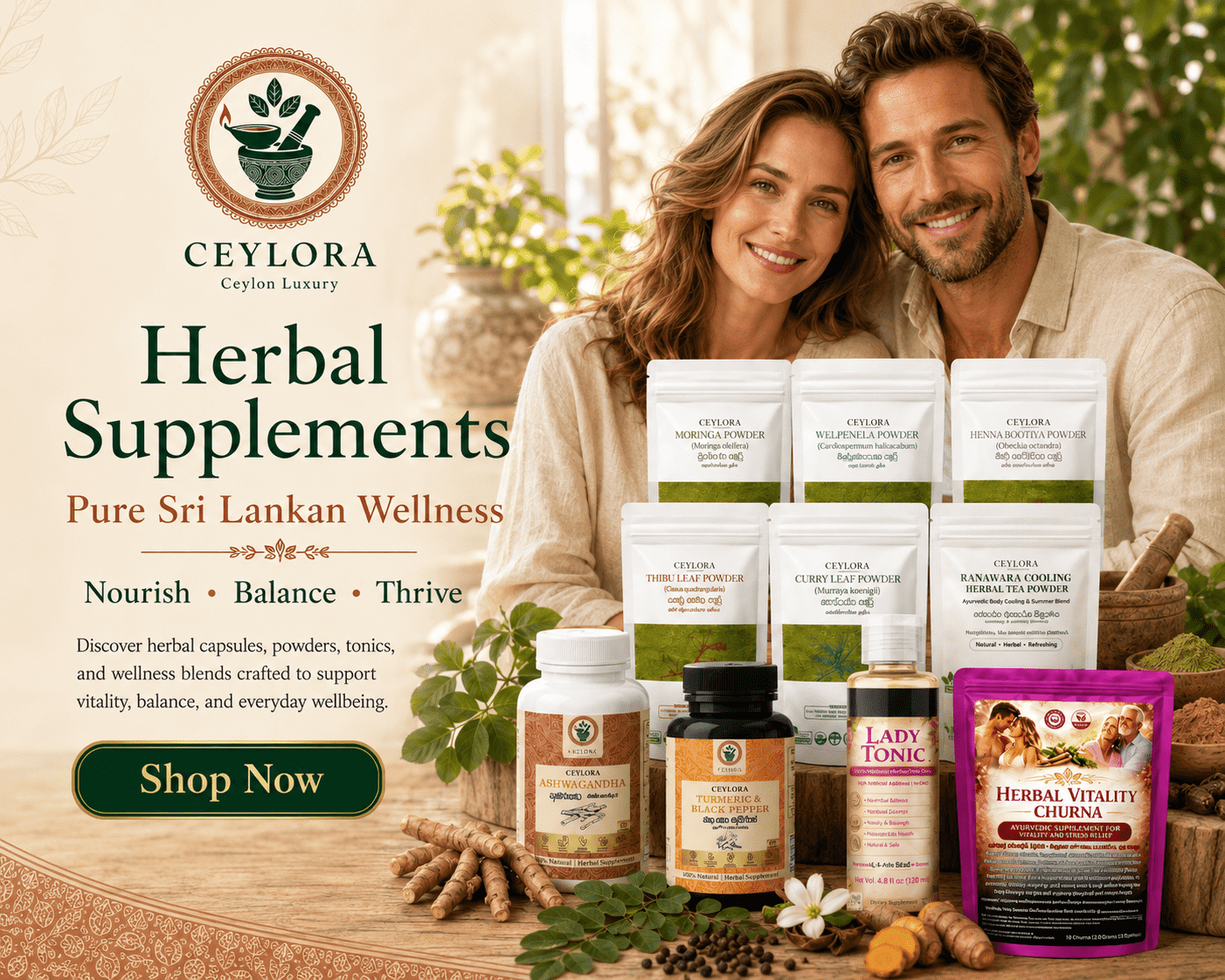 Ceylora Global herbal supplements in Colombo Sri Lanka including Ayurvedic powders syrups capsules and natural wellness products