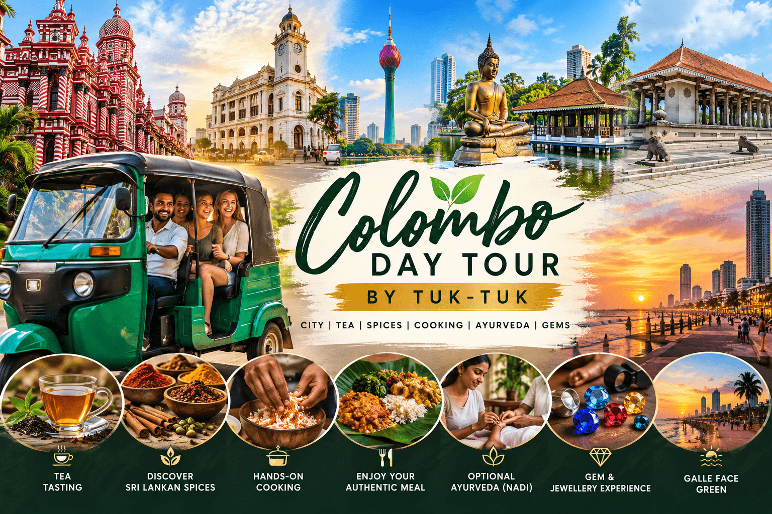 Kandy day tuk tuk tour with tea factory, Sri Lankan cooking and Temple of the Tooth