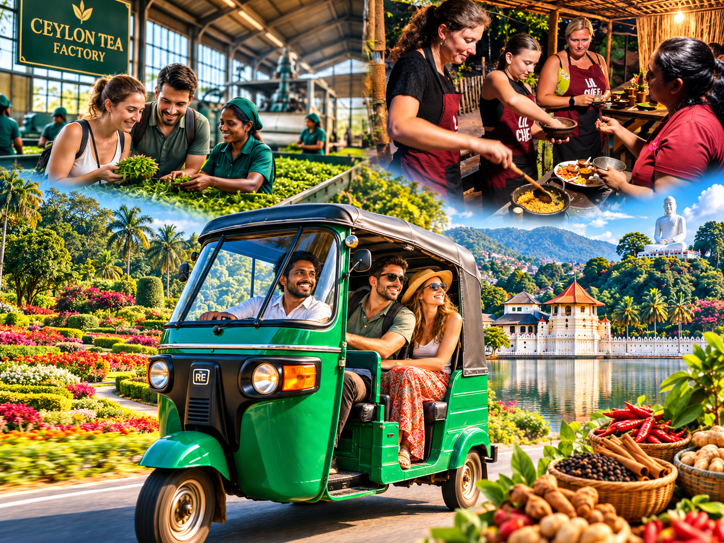 Kandy day tuk tuk tour with tea factory, Sri Lankan cooking and Temple of the Tooth