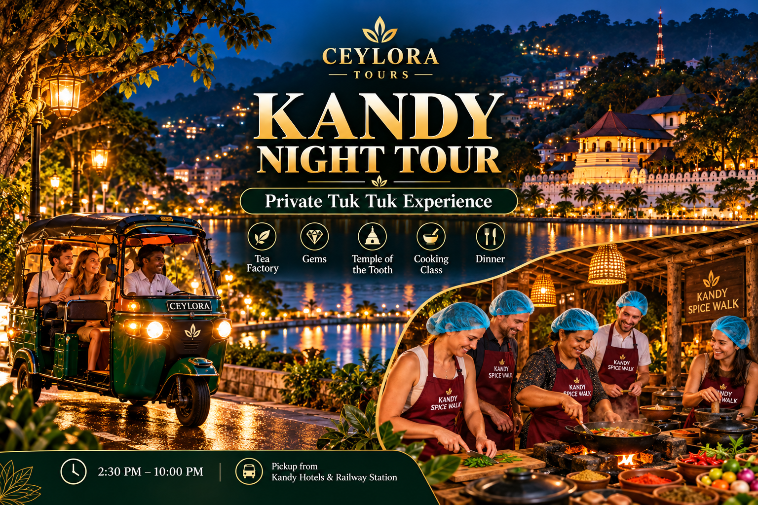 Kandy day tuk tuk tour with tea factory, Sri Lankan cooking and Temple of the Tooth